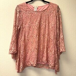 Brittany Black Dusty Pink Sequined Lace. Medium. Asymmetric hem